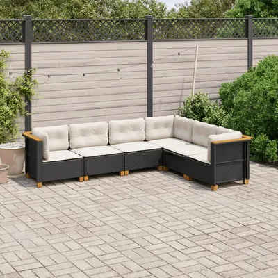 Gossi set mobilier de gradina cu perne, 6 piese, negru, poliratan