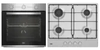 Set Cuptor incorporabil Beko BBSE12130XD, Electric, 72 l, Clasa A, Booster, Fan Assisted cooking, SteamShine Cleaning,Timer, Inox + Plita incorporabila Beko HIAG64223SX, Gaz, 4 arzatoare, High-Efficiency Gas Burner, 60 cm, Inox