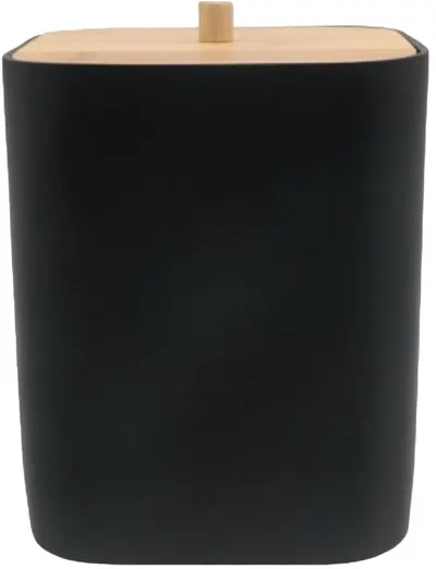 Coș de baie Inter Ceramic - Ninel, 20 x 28 cm, negru/bambus