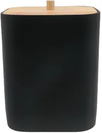 Coș de baie Inter Ceramic - Ninel, 20 x 28 cm, negru/bambus