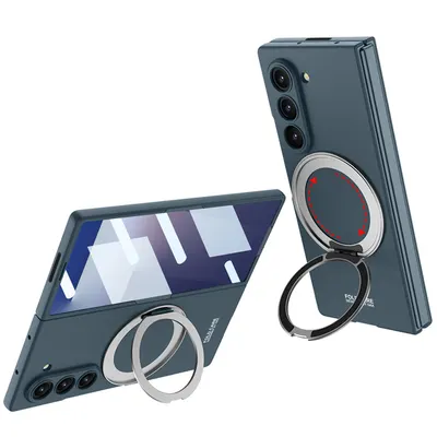 Husa Magnetic Ring, Inel suport MagSafe pentru Samsung Galaxy Z Fold7, Protectie antisoc, Albastru Engros