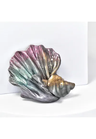 Brosa din lut polimeric si rasina epoxidica - design floral - multicolor