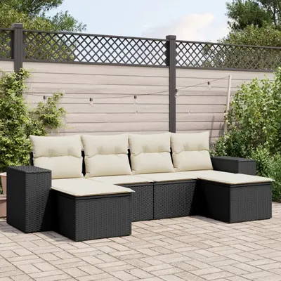 Gossi set mobilier de gradina cu perne, 6 piese, negru, poliratan