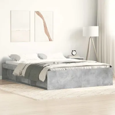 vidaXL Cadru de pat, gri beton, 140x190 cm