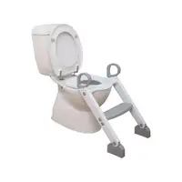 Reductor cu scarita, DreamBaby, Pentru toaleta, Potrivit pentru toaletele rotunde, Sezut ergonomic, 29x36x9 cm, Rezistent, Grey/White