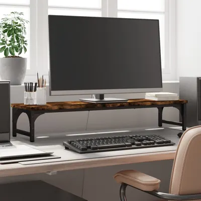 vidaXL Suport de monitor, stejar fumuriu, 85x23x15,5 cm, lemn compozit