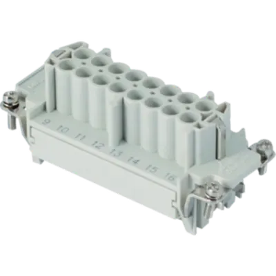 Insert pentru conector Mama - 77X27 - 6P + 2P (AUX) + E 16A 830V / 8kV / 3 - CRIMP CONNECTION - GRI
