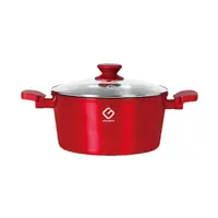 Cratita din Aluminiu, Ceramica Marmorata, 24 x 12 cm, 4.3 l, cu Capac din Sticla, Grunberg