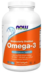 Omega-3 Molecularly Distilled, 500 capsule, Now