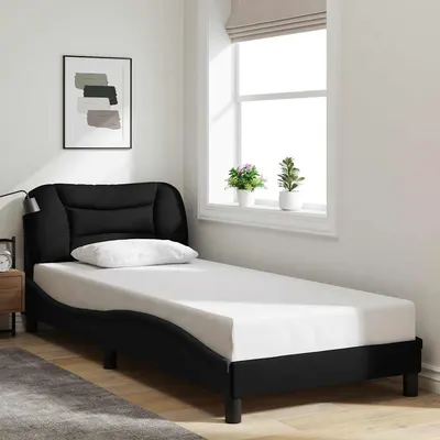 vidaXL Cadru pat fără saltea Hvar țesătură neagră 90x200 cm