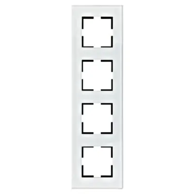 Ramă decorativă din sticlă pentru 4 aparate, alb