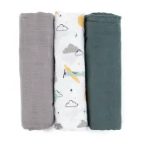 Petite&Mars Moussy scutece textile Grey Planes 68 x 68 cm 3 buc