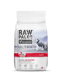 RAW PALEO Ultra Beef Medium&amp;Large Puppy 2kg hrana catei rasa medie si mare, cu vita