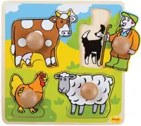 Puzzle din lemn cu manere Bigjigs - Ferma