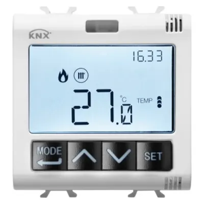 Thermostat With Humidity Management - Knx - 2 Module - White - Cproiector Horus