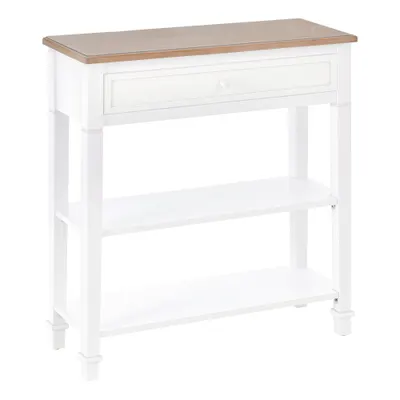 HOMCOM Masa multifunctionala pentru hol, cu sertar, lemn pin, 75.6x27.5x80.5cm, alb | Aosom Romania