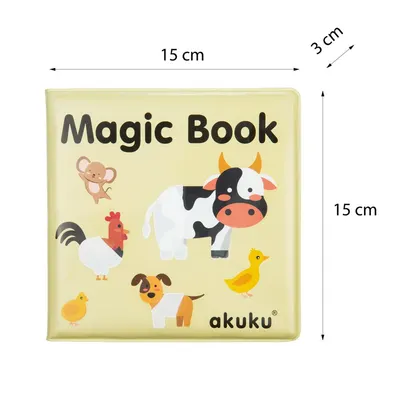 Carticica magica cu apa Akuku Farm cu 10 pagini,materiale sigure,dimensiune 15x15 cm,varsta recomandata peste 6 luni