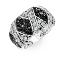 Inel din aur alb cu diamante negre si incolore de 2.2ct