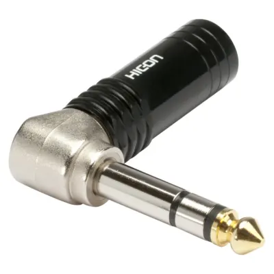 Conector de lipit jack stereo 6.35mm unghi 90 grade, Hicon HI-J63SA04