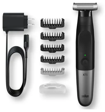 Trimmer pentru față și corp Braun - Series X XT5100, 1 cap de ras, gri/negru