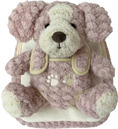Ghiozdan pentru grădiniță S. Cool Baby Animals - Pink Puppy, cu jucărie de pluș