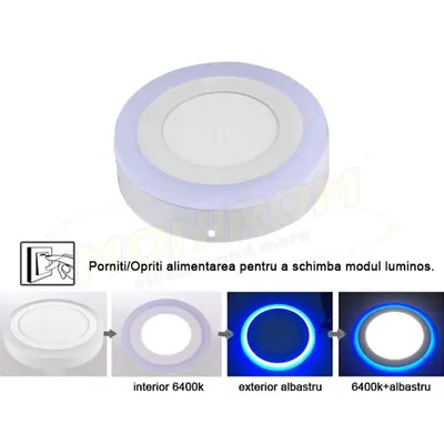 Spot Led TC aplicat 12w 4w/6400k albastru – rotund *TV 0,25ron