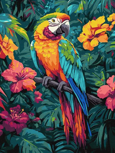 Set pentru pictură după numere Ideyka - Papagal, 30 x 40 cm