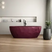 Cada freestanding burgundy mat, compozit 3D, ovala 167 x 82 cm, Foglia Armonia