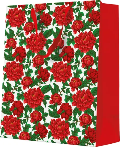 Punguță cadou Paw - Red Peony Bloom, 26.5 x 33.5 x 13 cm