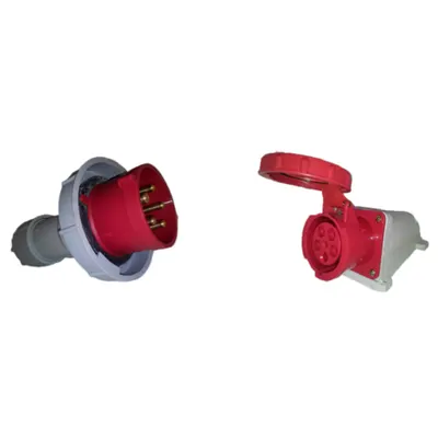 Pachet Fisa Mobila si Priza Aplicata Industriala IP67 63A 380V 5 Poli - Conexiuni Trifazate cu Nul, Etanse, Mobile si Fixe de Mare Putere