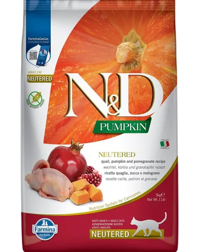 FARMINA N&D Pumpkin Quail & Pomegranate Cat Neutered hrana pentru pisici sterilizate 10 kg