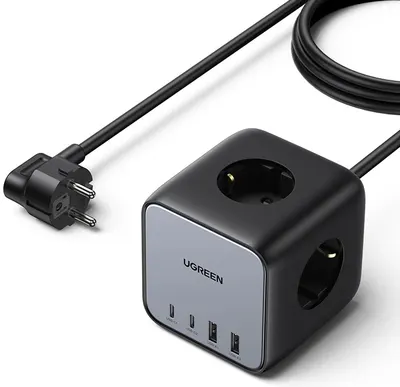 Încărcător Ugreen - DigiNest Cube GaN, 65W, gri /negru