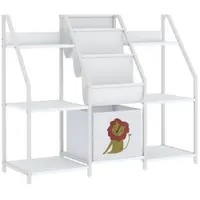 AIYAPLAY Bibliotecă și Organizator de Jucării pentru Copii, Metal, PAL, 93 x 30 x 76 cm, Alb | Aosom Romania