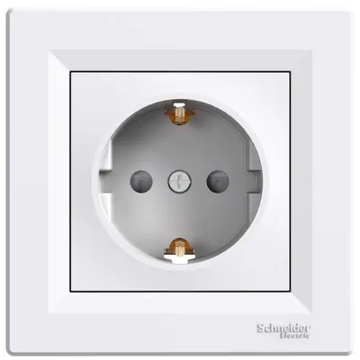 Priza simpla 2P+E, 16A cu obturatoare Schneider Asfora EPH2900221, alb