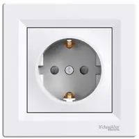 Priza simpla 2P+E, 16A cu obturatoare Schneider Asfora EPH2900221, alb