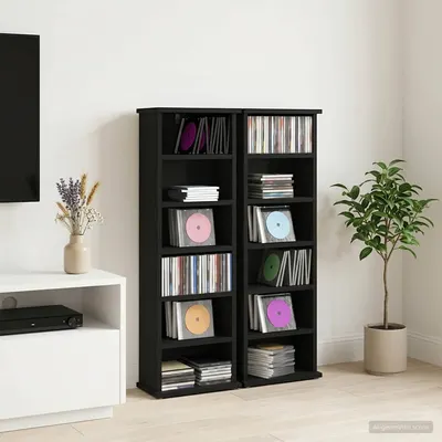 vidaXL Dulap pentru CD-uri 2 buc. Stejar Negru 60 x 17 x 92 cm