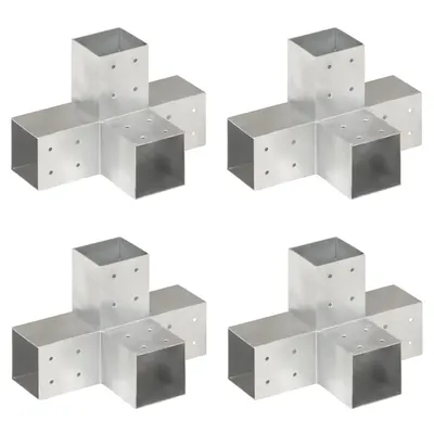 vidaXL Conectori de grindă, formă X, 4 buc, 81x81 mm, metal galvanizat