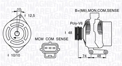 Alternator (12v, 90a) Potrivit Ford C-Max, Fiesta V, Focus C-Max, Focus I, Focus Ii, Fusion 1.25-1.8 10.98-12.12