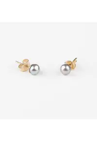 Cercei din aur filat 14K cu perle naturale gri 4 mm - Tiny