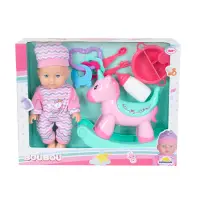 Papusa bebelus cu balansoar si accesorii, Boubou, 30 cm