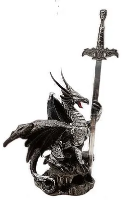 Statuetă Nemesis Now Fantasy: Dragons - Keeper of the Blade, 33 cm