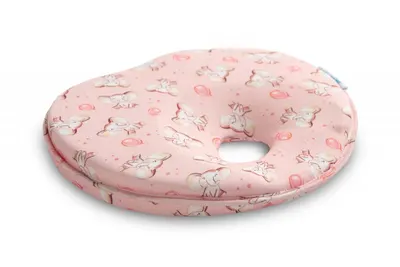 Pernuta ergonomica pentru nou nascuti Sensillo Elephant Pink ajuta la formarea capului,material placut la atingere,potrivita pentru caruciorpatut