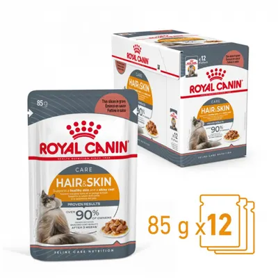 Set 12 buc x 85 gr Hrana umeda pentru pisici Royal Canin HairSkin Gravy