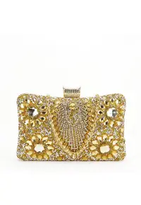 Geanta clutch aurie cu cristale 2023-15 05 15320 - Auriu