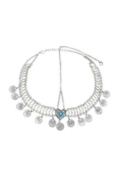 Accesoriu de cap - argintiu - cu banuti - stil boho - Althea C7