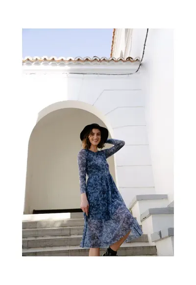 Rochie de dama - Model elegant Poliester - Albastru - Negru - Negru/Albastru