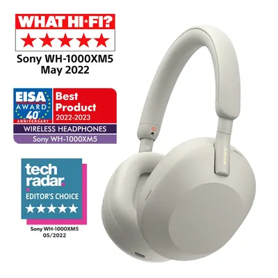 Căști wireless Sony - WH-1000XM5, Hard Case, ANC, argintiu