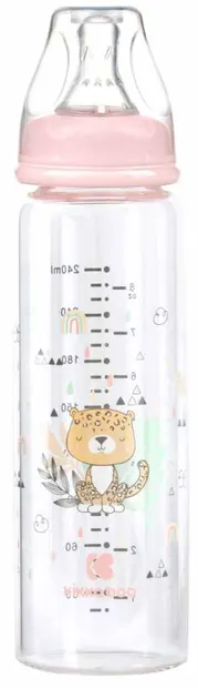Biberon din sticlă KikkaBoo Savanna - 240 ml, roz