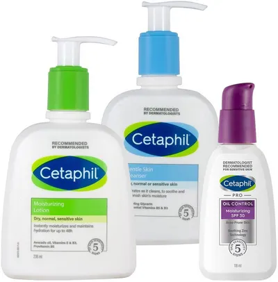 Cetaphil Set - Emulsie de curățare, loțiune și fluid facial, 2 х 236 + 118 ml