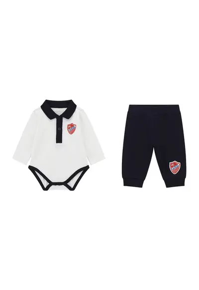Set de body si pantaloni de trening - 2 piese - Rosu/Albastru ultramarin/Alb optic
